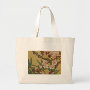 Grand Tote Bag Fleurs Japonaises Asiatiques Fleur de Cerisier Vin
