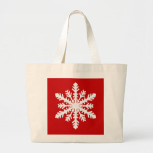 Grand Tote Bag Flocon de neige Ikat - Rouge foncé et blanc
