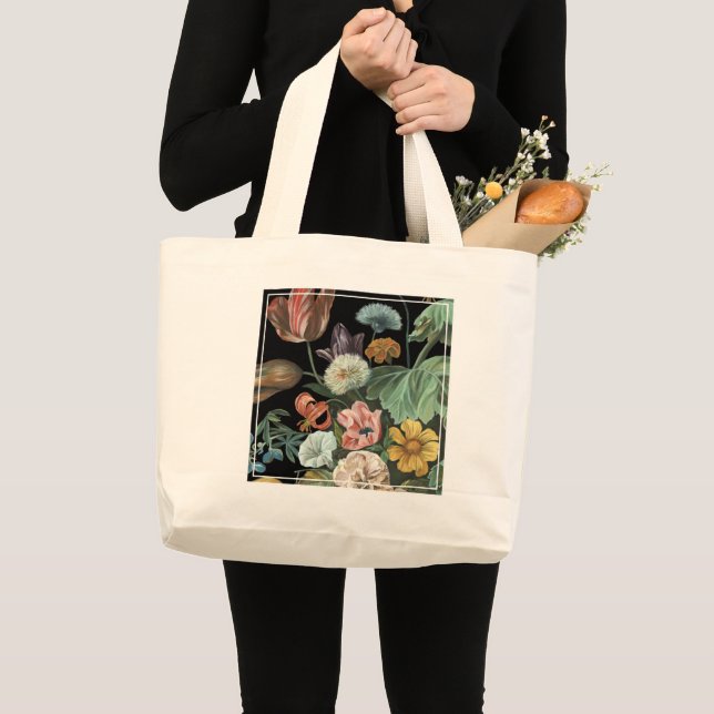 Grand Tote Bag Floral baroque - Bouquet de fleurs (Devant (produit))