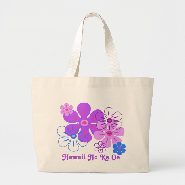 Grand Tote Bag Flower Rain Hawaiian Beach Bags (Devant)