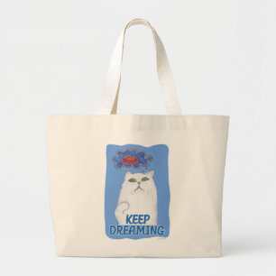 Grand Tote Bag Fluffy Happy Dreaming Sweet Cat Illustration