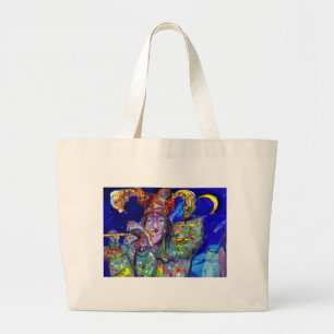 Grand Tote Bag FLUTISTE EN BLEU / Soirée Carnaval vénitien