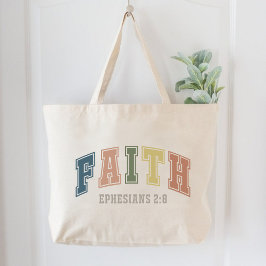 Grand Tote Bag Foi Éphésiens 2:8 Femmes chrétiennes Fondée sur la