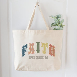 Grand Tote Bag Foi Éphésiens 2:8 Femmes chrétiennes Fondée sur la