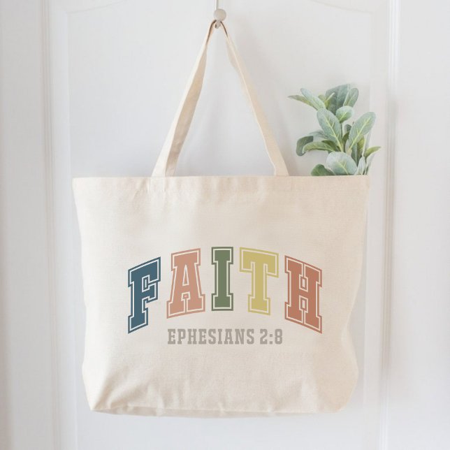 Grand Tote Bag Foi Éphésiens 2:8 Femmes chrétiennes Fondée sur la (Faith Ephesians 2:8 Christian Women Faith Based Large Tote Bag)