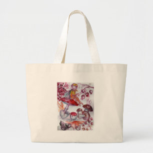 Grand Tote Bag FOLLET MAGIQUE DE CHAMPIGNONS Fantaisie florale ro