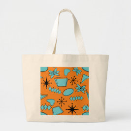 Grand Tote Bag Formes atomiques MCM Turquoise sur orange