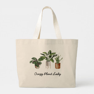 Grand Tote Bag Fou Plante Lady Aquarelle Ménage Gros Tot
