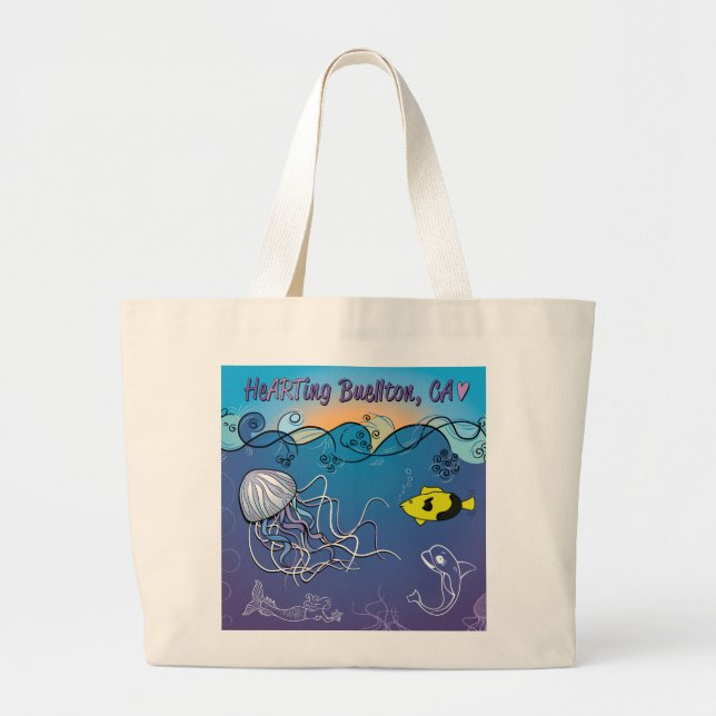 Grand Tote Bag Fourre-tout - Jelly Waves - Buellton.Art (Devant)