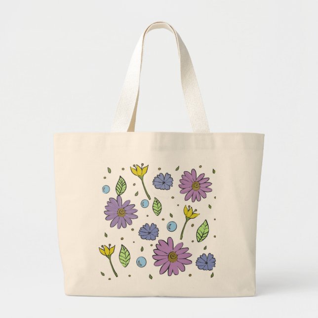 Grand Tote Bag Fourre-tout Jumbo Avec Fleurs Chatoyantes Et Fraîc (Devant)