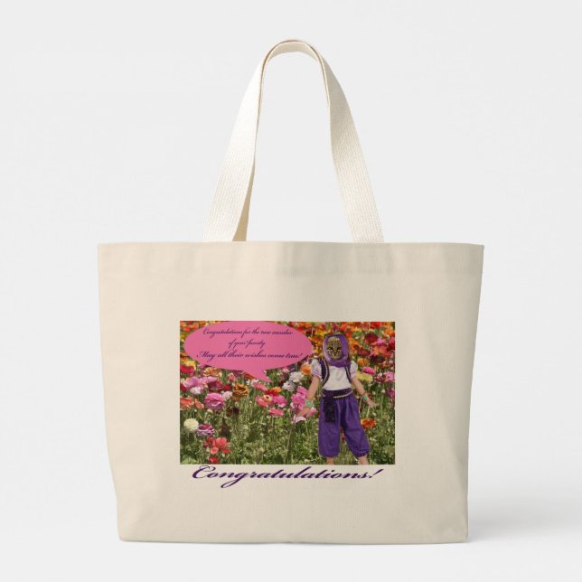 Grand Tote Bag fourre-tout jumbo. Félicitations. ocelot/génie (Dos)