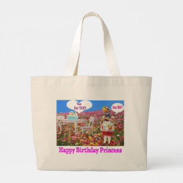 Grand Tote Bag fourre-tout jumbo. Joyeuse princesse d'anniversair