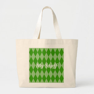 Grand Tote Bag Fourre-tout - Motif de diamant à deux tons