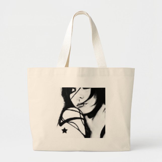 Grand Tote Bag Fourre-tout noir et blanc (Devant)