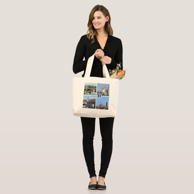 Grand Tote Bag FR Lyon - Pont Lafayette - Basilique de Fourvière  (Devant (modèle))