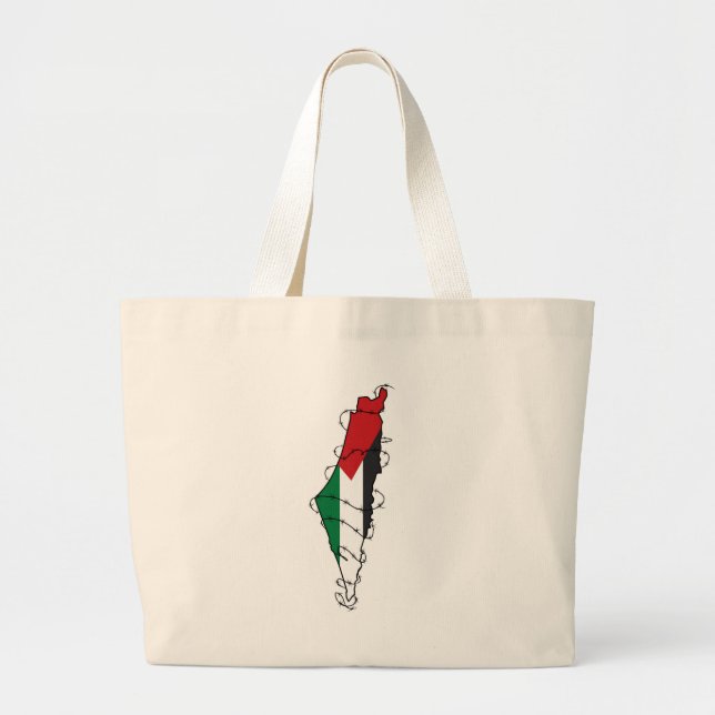 Grand Tote Bag Free Palestine Barbared Wire Map Liberté palestini (Devant)