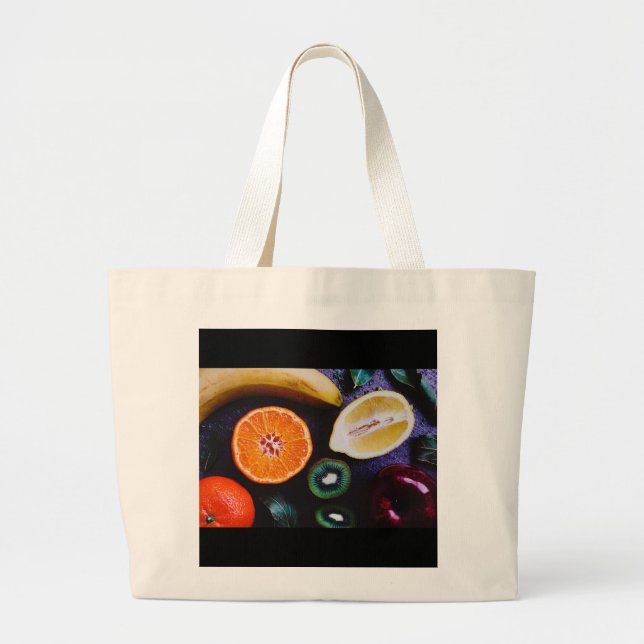 Grand Tote Bag Fruits Assortis Colorés (Devant)