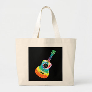 Grand Tote Bag Fun Hippie Rainbow Tie Dye Acoustic Guitar Premium