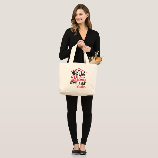 Grand Tote Bag Funny Realtor Don Immobilier Agent Broker Home (Devant (modèle))