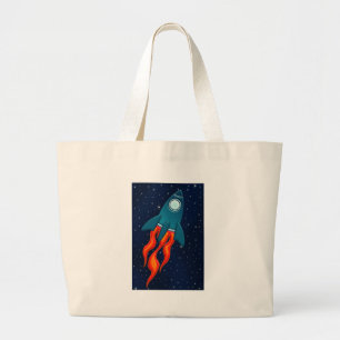 Grand Tote Bag Fusée spatiale mignonne et conception d'espace ext