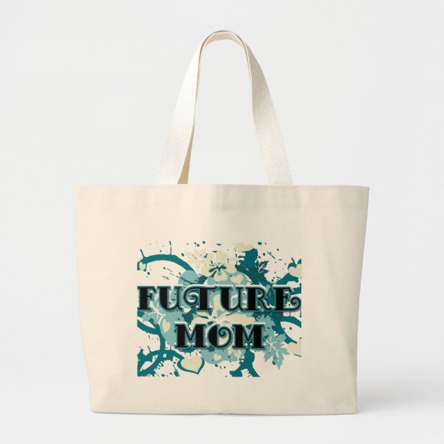 Grand Tote Bag Future Mom - Coeurs et fleurs (Devant)