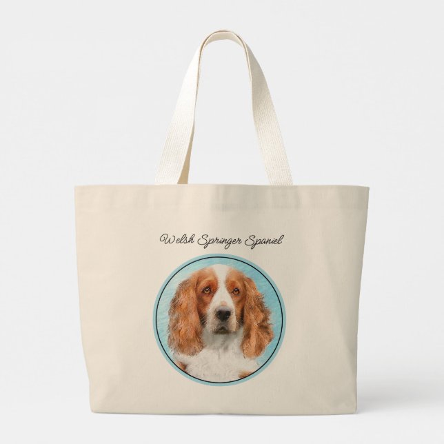 Grand Tote Bag Gallois Springer espagnol peinture de chien origin (Dos)