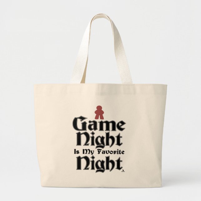 Grand Tote Bag Game Night est Mon Humour Meeple préféré (Devant)