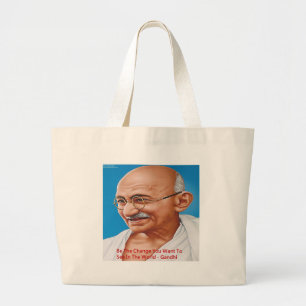 Grand Tote Bag Gandhi et Soyez le changement citation
