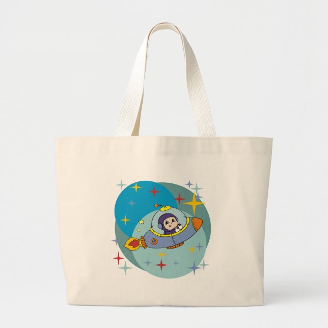 Grand Tote Bag Garçon dans le vaisseau spatial (Devant)