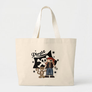 Grand Tote Bag Garçon de pirate avec le singe
