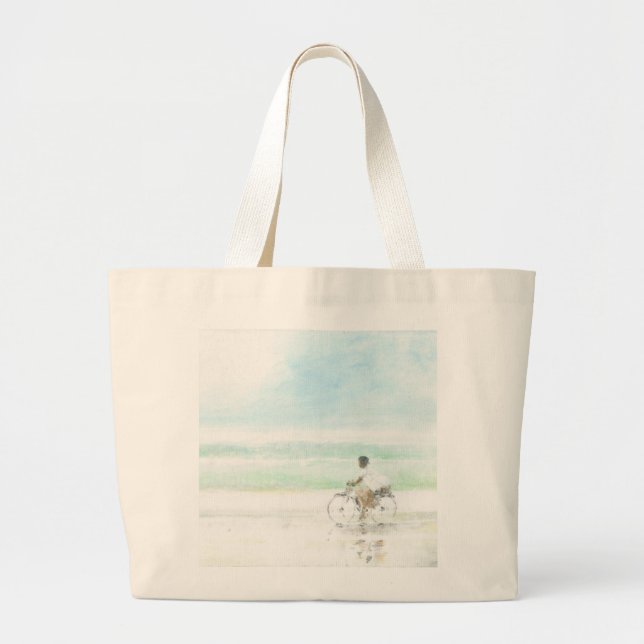 Grand Tote Bag Garçon sur la bicyclette (Devant)