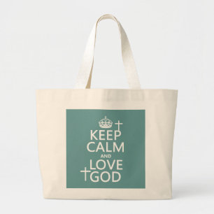 Grand Tote Bag Gardez le calme et aimez Dieu - toutes les