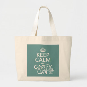 Grand Tote Bag Gardez le calme et faites un gâteau