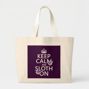Grand Tote Bag Gardez le calme et la paresse dessus