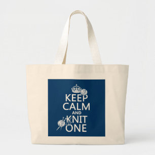 Grand Tote Bag Gardez le calme et tricotez un - toutes les