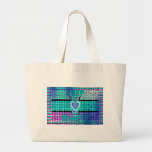 Grand Tote Bag Gardez-le simple : Cyan Heart & Clarity Art Motif
