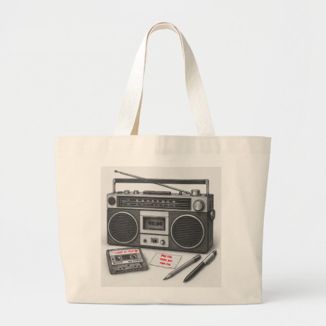 Grand Tote Bag Gen X Mixtape Fourre-tout Personnalisé (Devant)