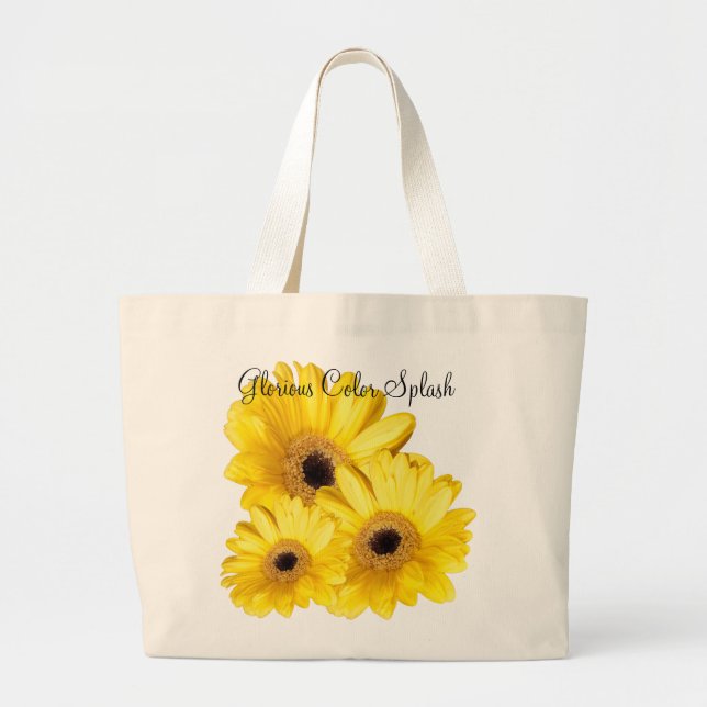 Grand Tote Bag Gerber Jaune Daisy Fermer la photo (Devant)