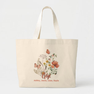 Grand Tote Bag Gigi Fleur sauvage Floral personnalisé Fourre-tout