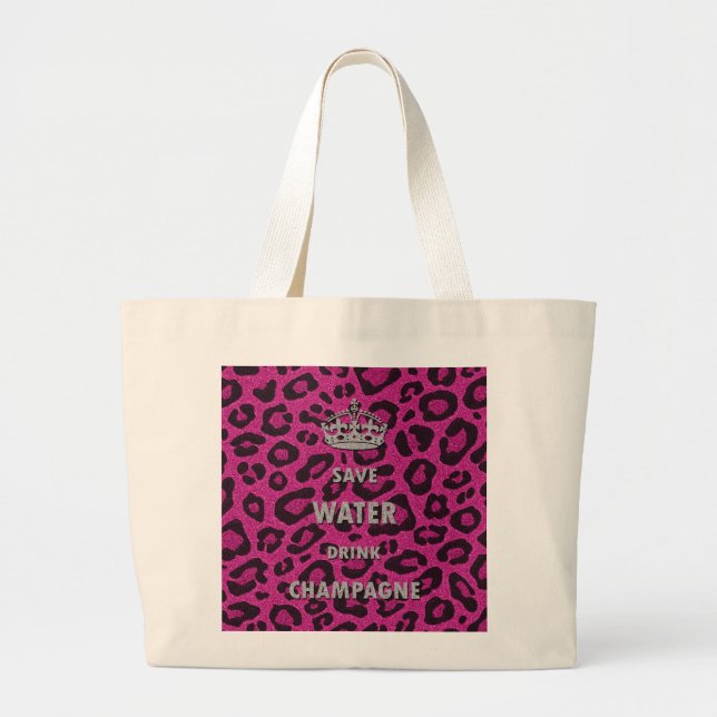 Grand Tote Bag Gilry chic Sauvez de l'eau boisson champagne blanc (Devant)