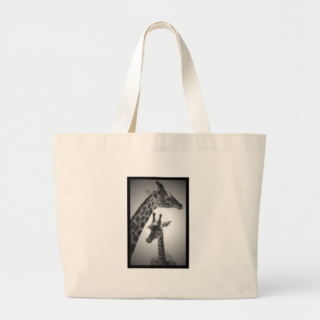 Grand Tote Bag girafes, mère et enfant (Devant)