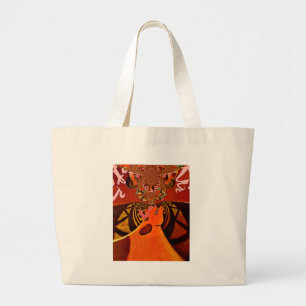 Grand Tote Bag Giraffe drôle : Un charme africain kaléidoscopique