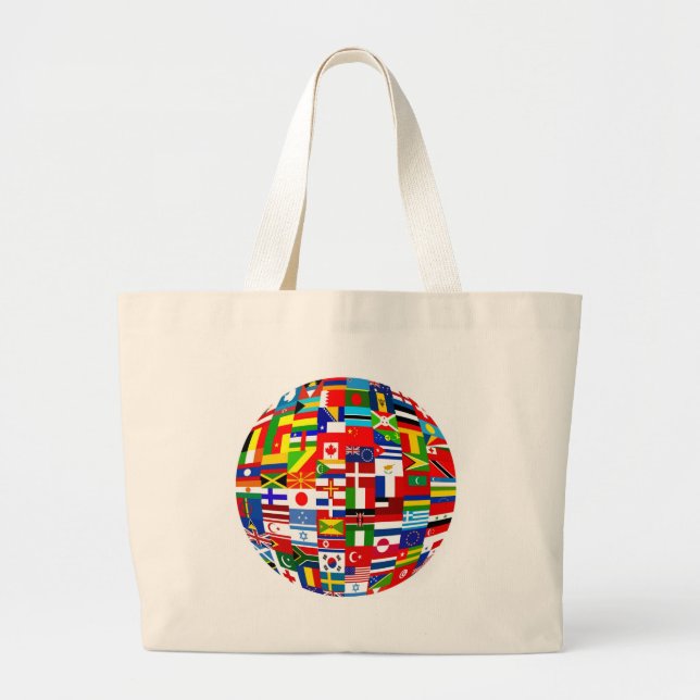 Grand Tote Bag Globe de drapeau (Devant)
