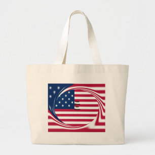Grand Tote Bag God Bless Our Home : USA Flag Swirl Art