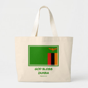 Grand Tote Bag GOD BLESS ZAMBIA Patriotic Zambian Flag