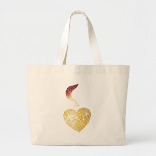 Grand Tote Bag Gold Disco Ball Heart