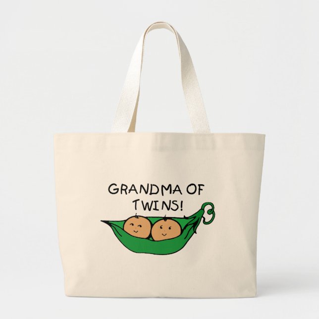 Grand Tote Bag Grand-maman de cosse de jumeaux (Devant)