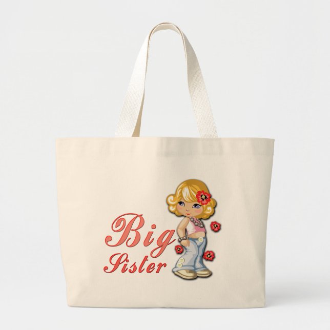 Grand Tote Bag Grande soeur et fleurs (Devant)
