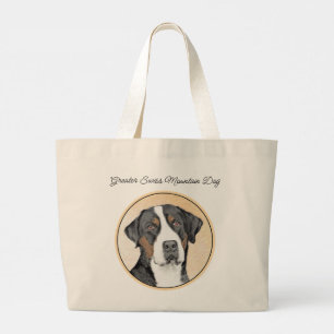 Grand Tote Bag Grande Suisse Mountain Dog Peinture Art original