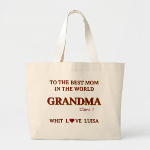 Grand Tote Bag Grandma maman personnalisée Script maman